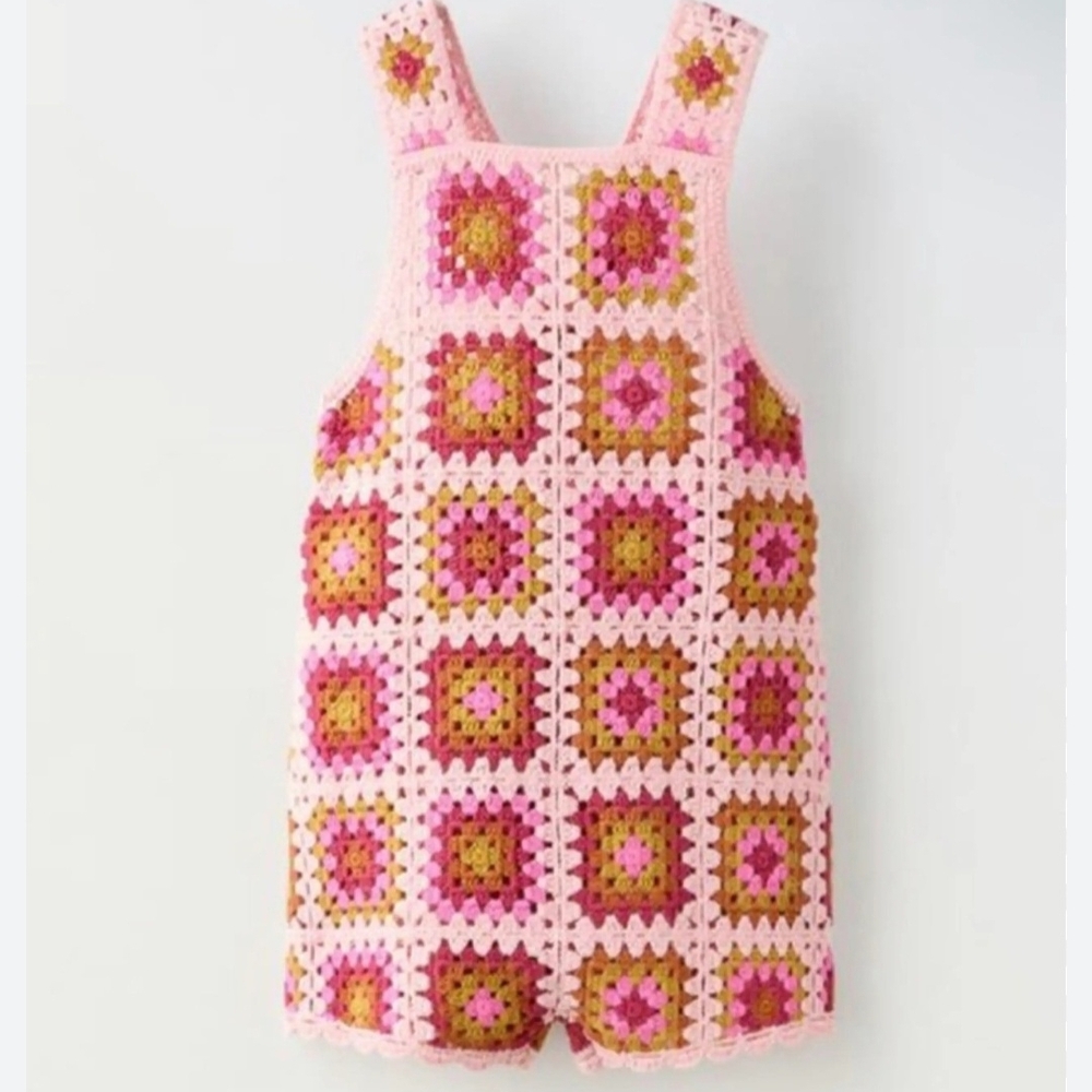 Zara | Pink and Mustard Crochet Romper